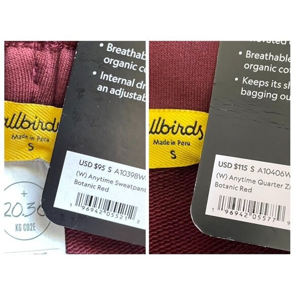 allbirds Anytime Quarter Zip + Sweatpants Burgundy Womens Size S Knit Lounge Set - Picture 10 of 16